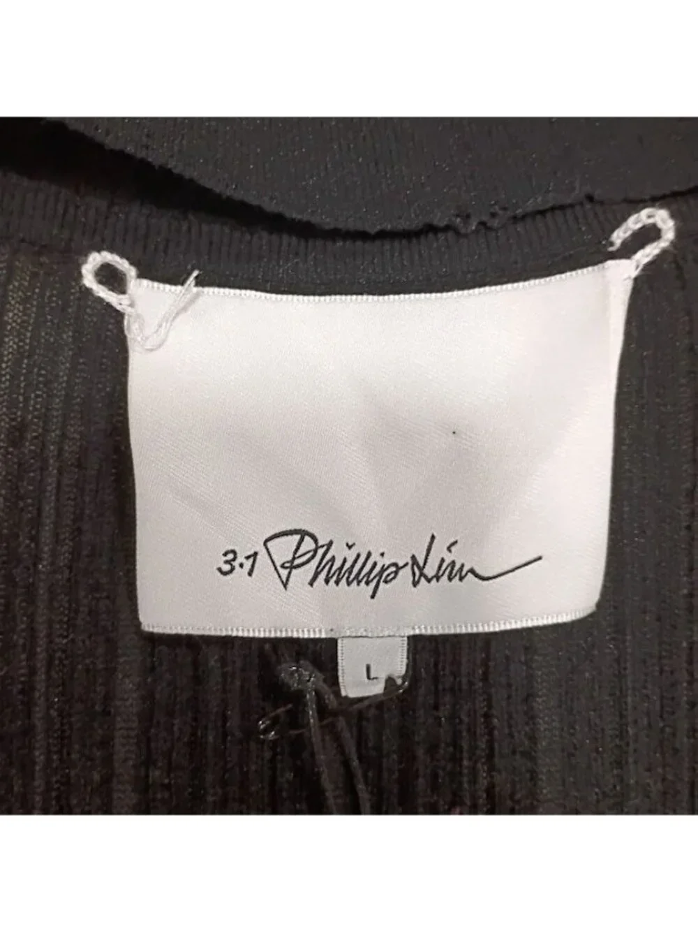 3.1 Phillip Lim Black Ribbed Twist-Front Turtleneck Long Sleeve Top Size L - Picture 5 of 15